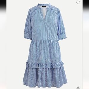 J.Crew Ruffleneck tiered popover dress in stripe size S